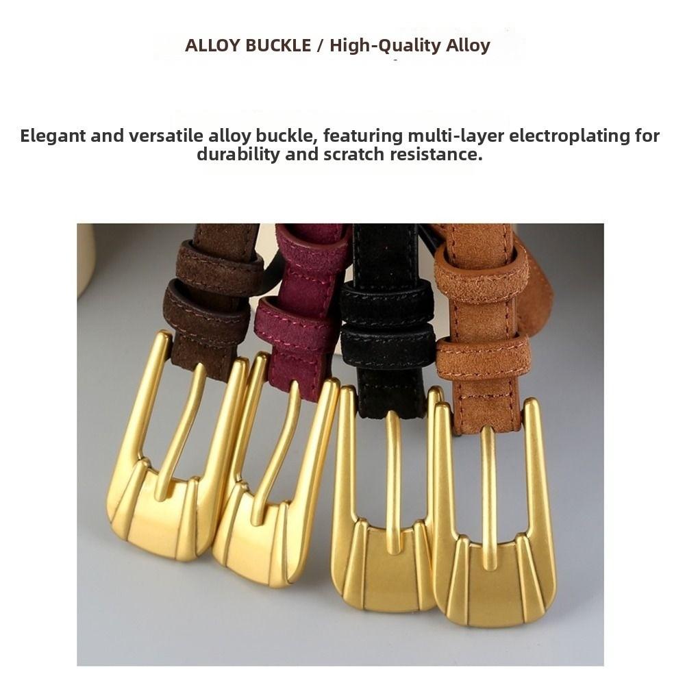 Pure Color Cowboy Belt Suede Leather Decorative Belt New Slim Waist Belt  for Women Skirt Jeans