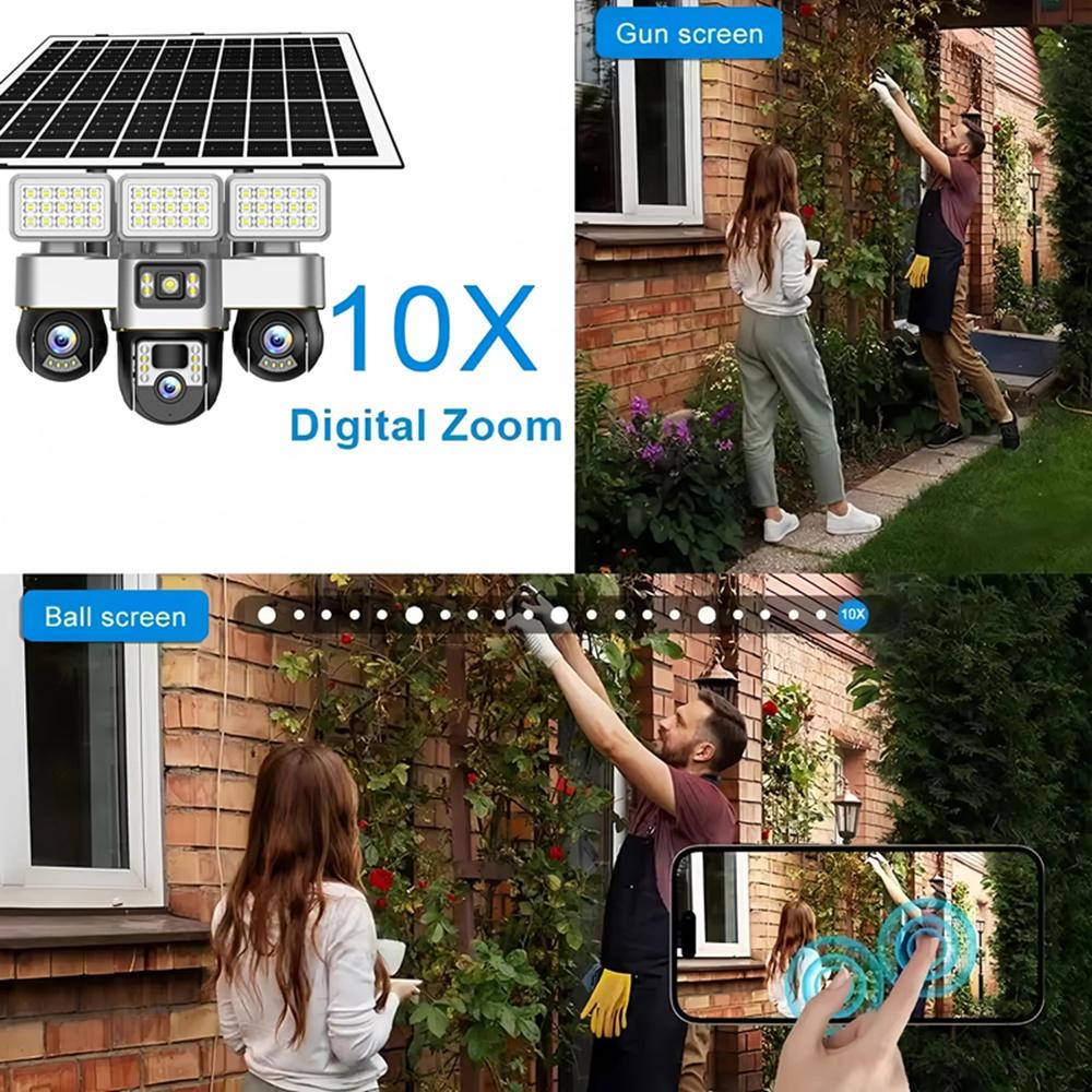 2-in-1 Solar Light & Camera – 3 Screens, 16000mAh, Wireless WiFi CCTV IP Camera, Night Vision Outdoor Surveillance