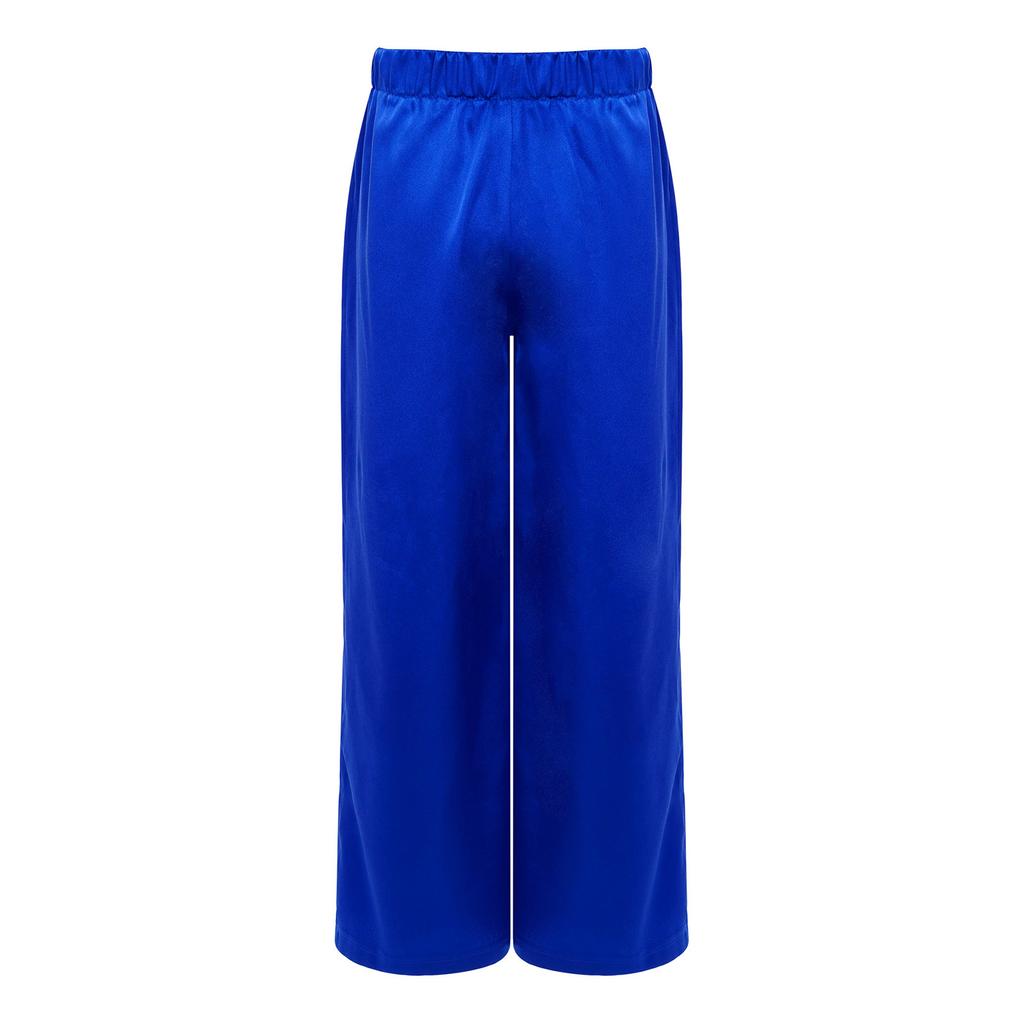 Calças de Dança de Louvor e Adoração para Meninos Cintura Elástica Cor Sólida Cetim Perna Larga Calças de Performance