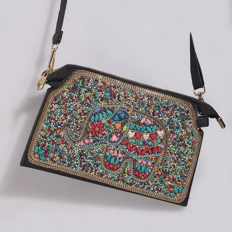 Bohemian Rice Pearl Shell Flower Crossbody Bag for Women - Travel & Photography Shoulder Bag