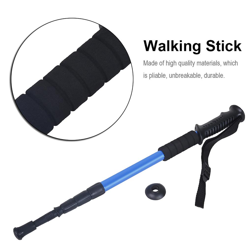 Aluminium Alloy Telescopic Lightweight Anti Skid Walking Cane Stick   Pole (Black)