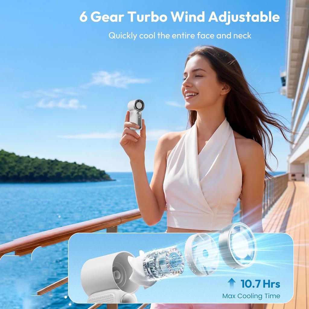 Mini Handheld Fan Portable Pocket Fan Rechargeable Personal Hand Fans Outdoor Mini Fan with Digital Display Portable Turbo Fan