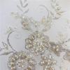 1Pcs Golden Silver Lace Applique Beads Neckline Collar Appliques Embroidery Lace Trim Fabric Cloth Sewing Patchwork