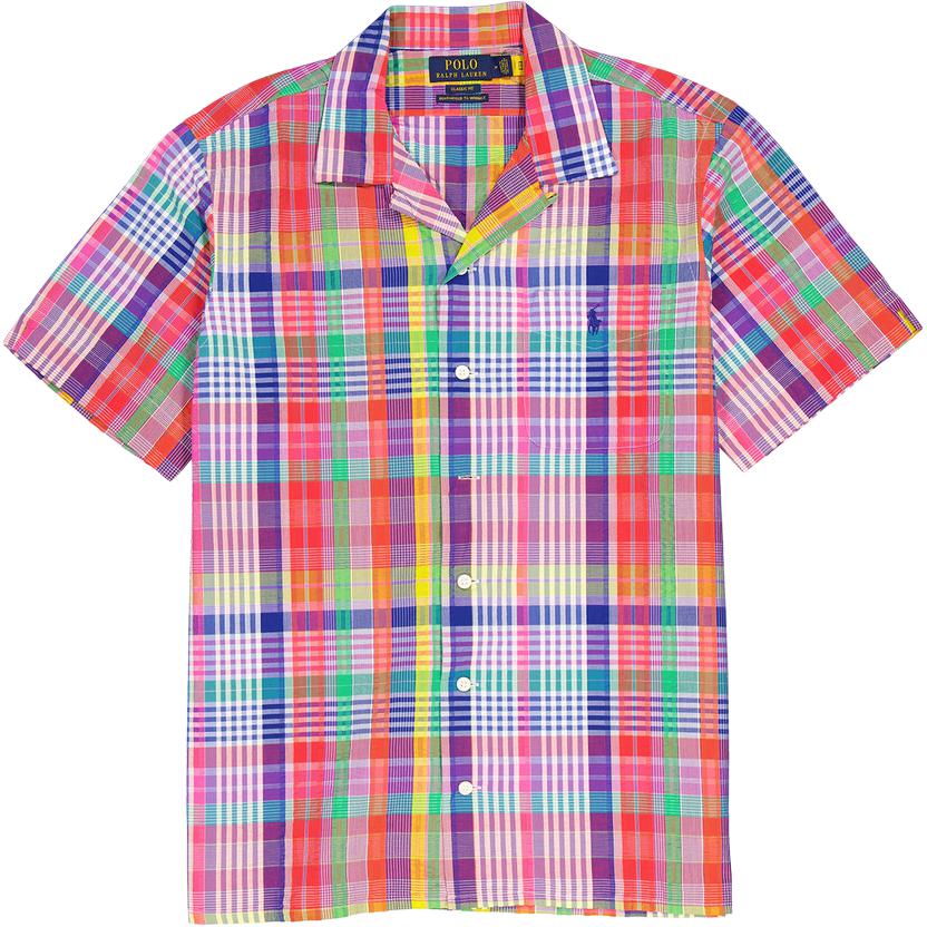 

Polo Ralph Lauren Клетчатая вышитая хлопковая рубашка с коротким рукавом Мужские рубашки 710899630-001 S