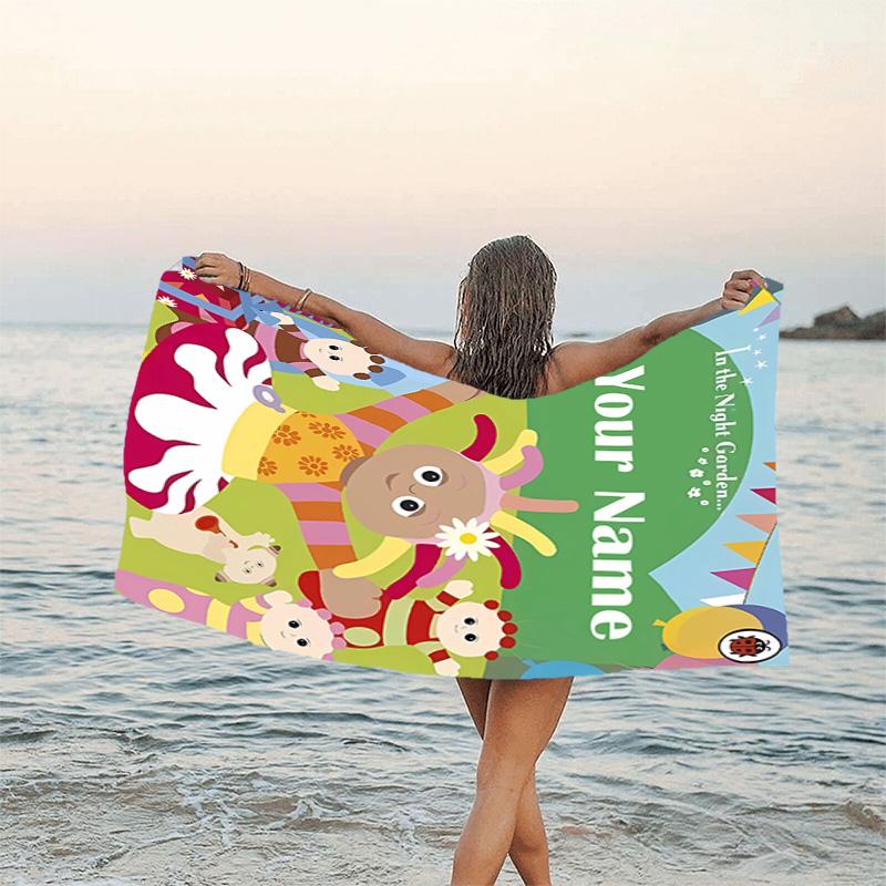 1pc In the Night Garden2 Beach Towel with Custom Name, Beach/Swimming/Bath/Picnic/Camping Towel, Suitable for Seaside Beaches