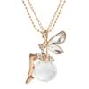 Eleganter Charme Große Kristallflügel Engel Anhänger Halskette für Damen Herren Vintage Schöne Fee Lange Pulloverkette Hochzeits Schmuck