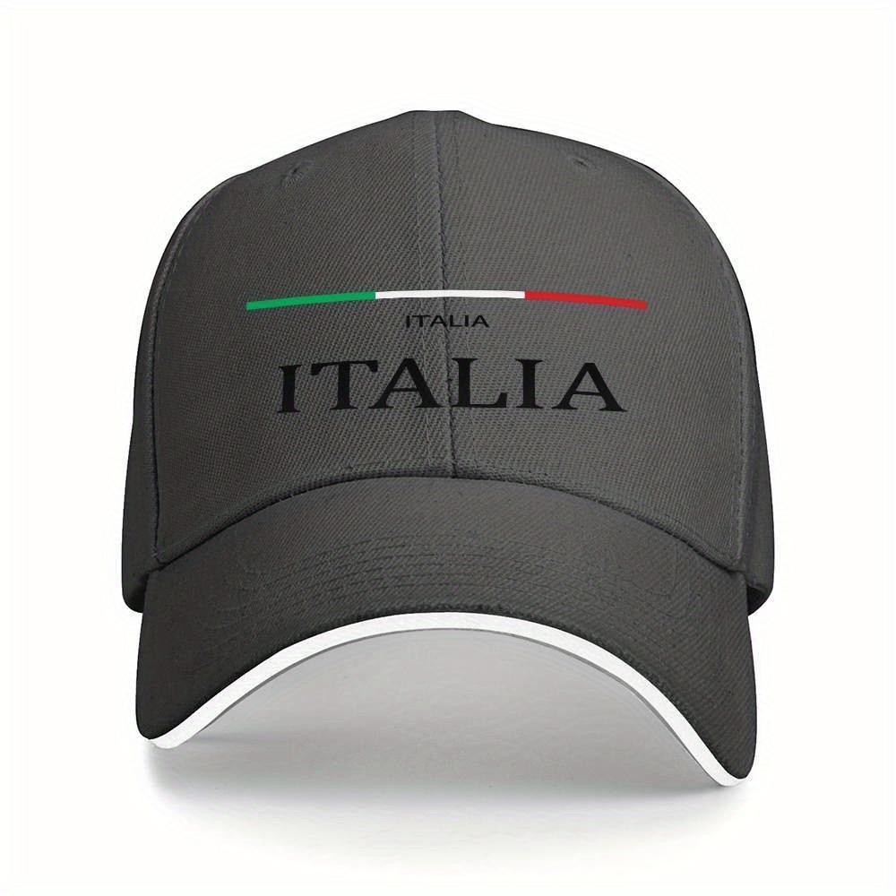 Italia Typography Baseball Cap Polyester Casual Adjustable Snapback Hat for Unisex Adults