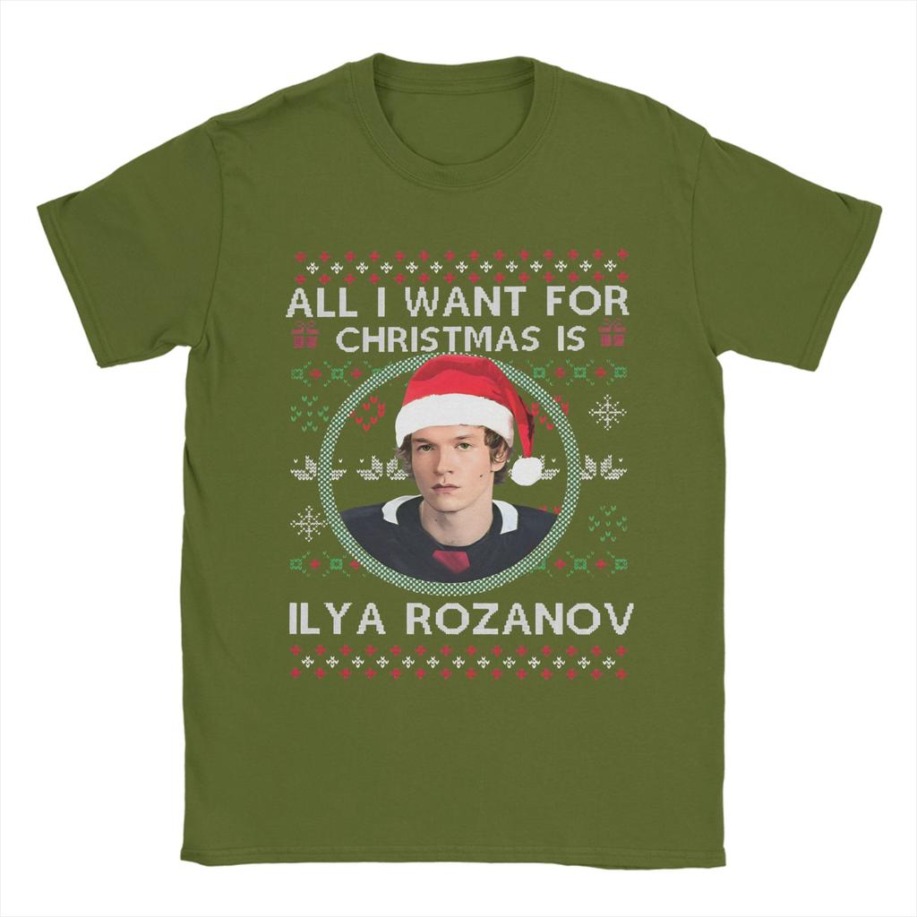 Heated Rivalry  T-Shirt Men All I Want for Christmas Is Ilya Rozanov  Cool 100% Cotton Tees Round Collar Short Sleeve T Shirts