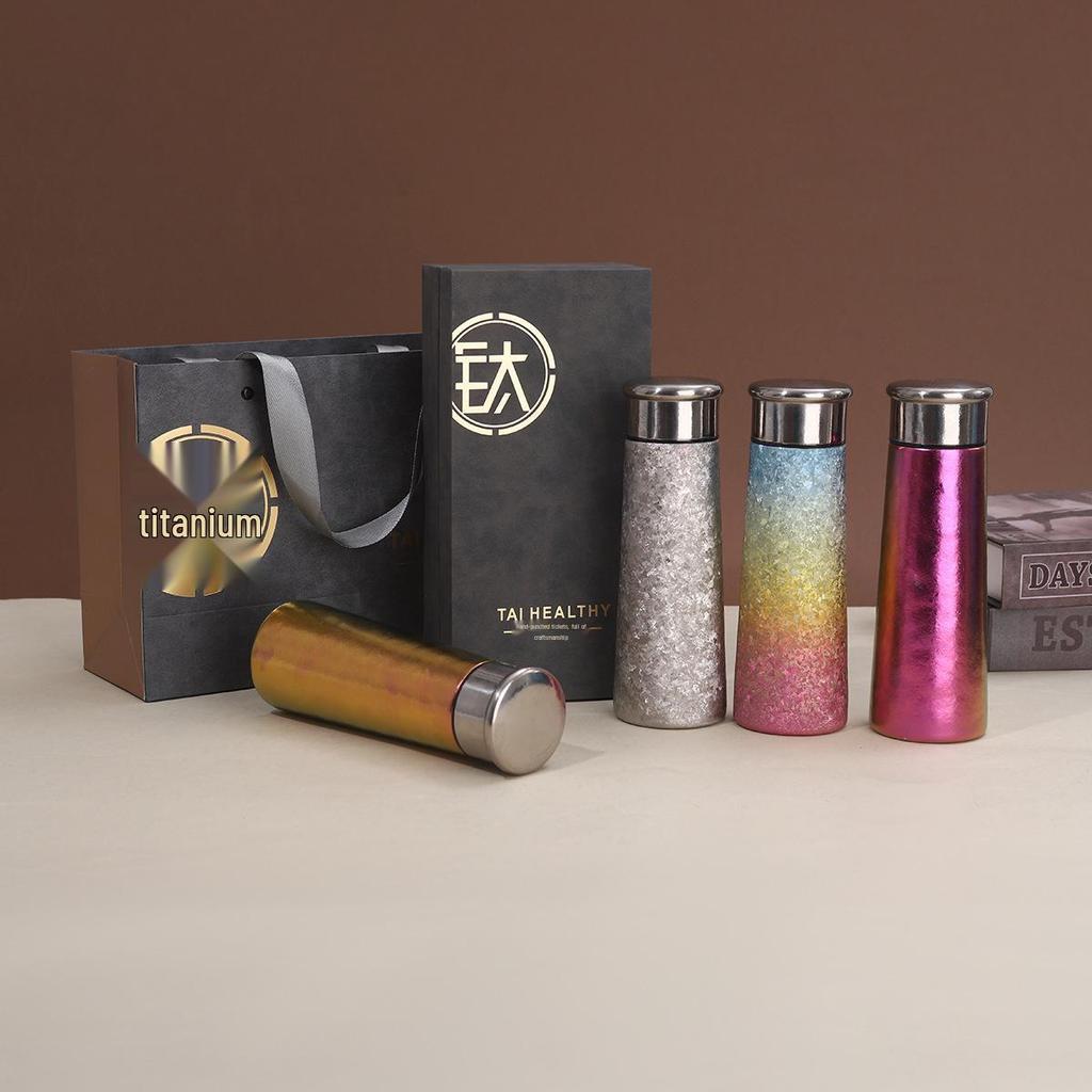 Compact Double-Walled Titanium Tea Infuser Cup with Gift Box - Portable, Thermal Vacuum Insulated for Steeping Tea