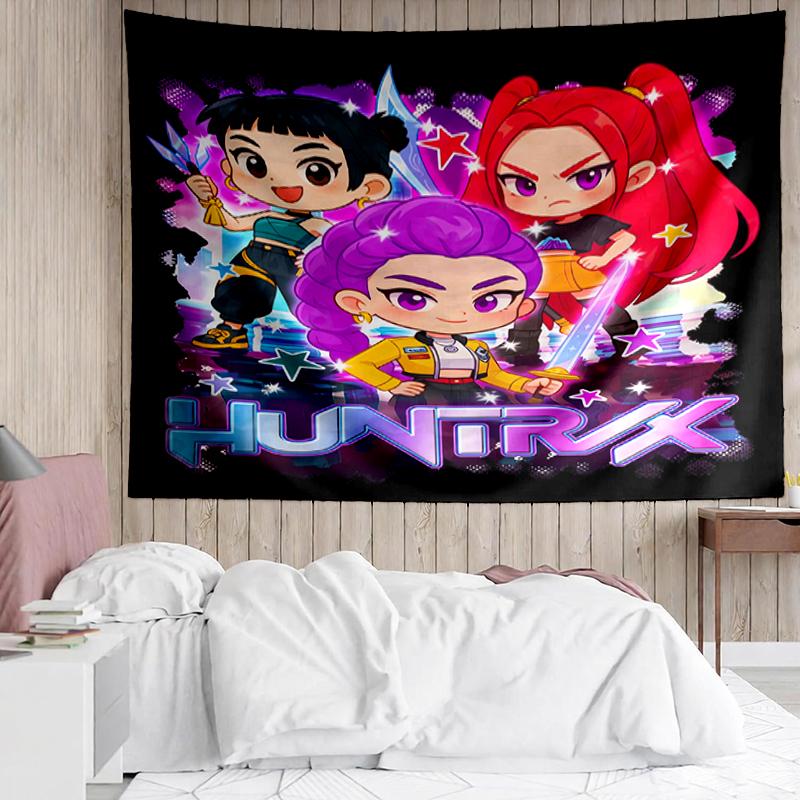 KPop-Demon-Hunters Print Tapestry, Backdrop, Easy Setup, Ideal for Bedroom, Office & Living Room, with Aesthetic Wall Hanging Decor.