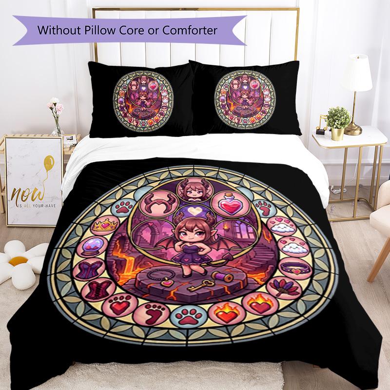 Devilish Glass Fantasy Pattern Bedding,Quilt Set Quilt Cover Pillowcase Home Birthday Gift (1*duvet Cover+2*pillowcase,without Core)