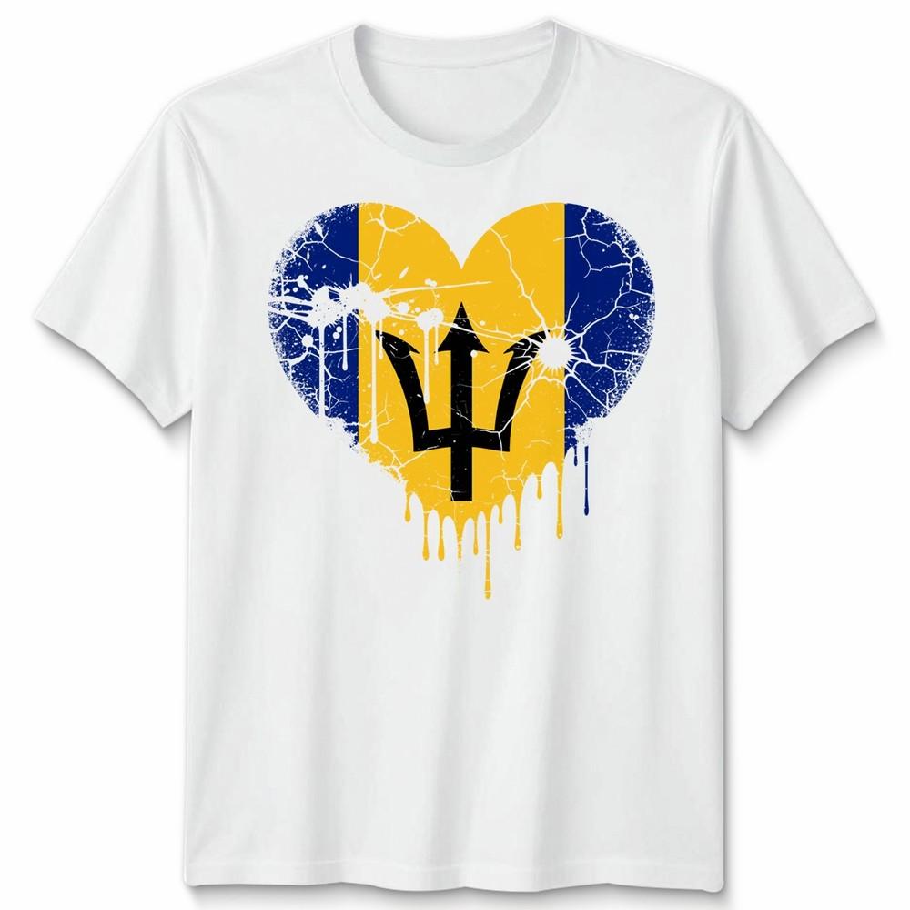 Love Barbados Flag Barbadians Day Football Unisex Cotton Tshirt Bajan Pride Gift