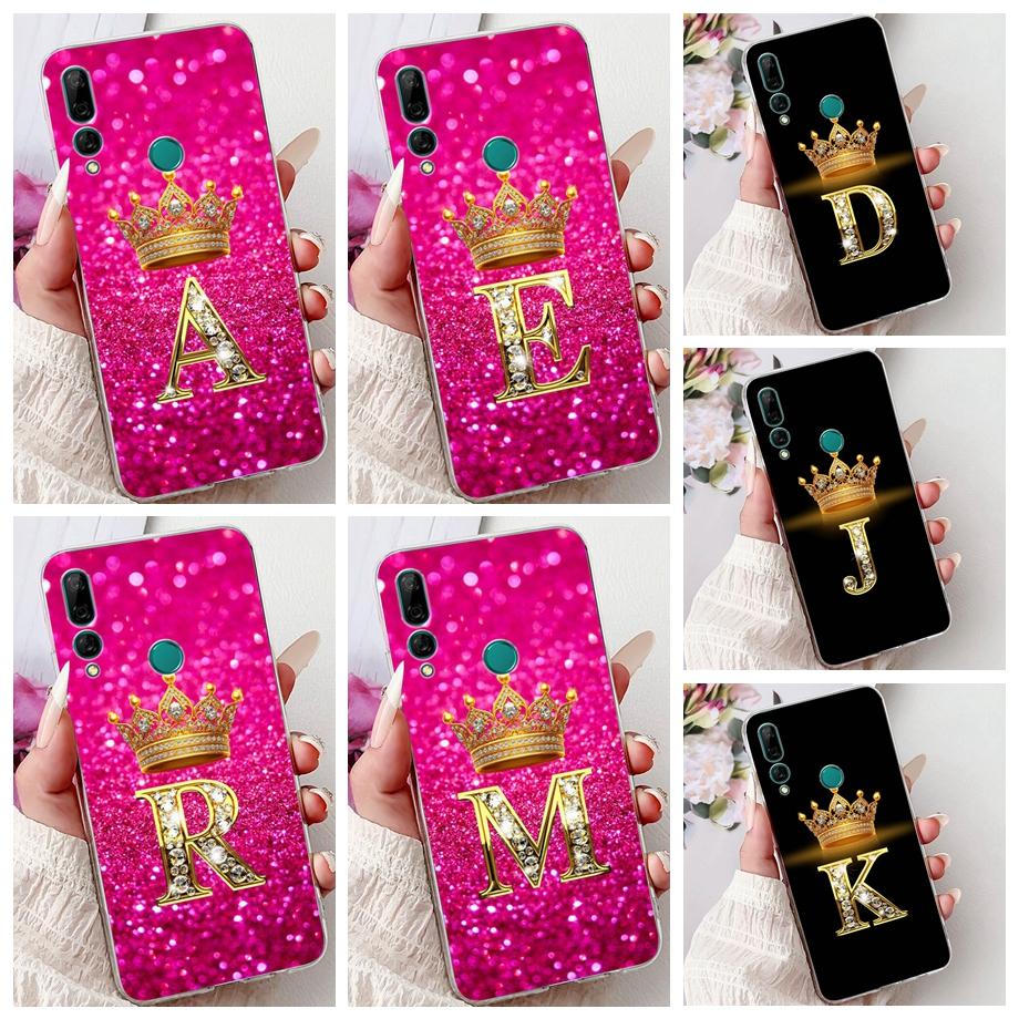 For Huawei Y9 Prime 2019 Y9A Y9s Phone Case Huawei Y9 2019 Back Cover Soft Clear Silicone Initials Letters Painting Shockproof