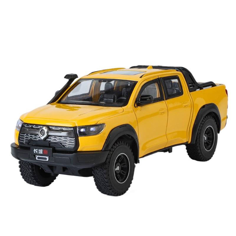 1/24 Great Wall Motor POER Pickup Model de mașină din aliaj din metal turnat sub presiune Vehicule de teren, model de mașină, simulare, lumină sonoră, jucărie pentru copii, cadou