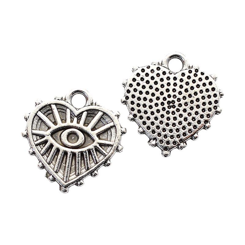 DIY Alloy Jewelry Accessories: 16 Antique Silver Horus Eye Pendants Set