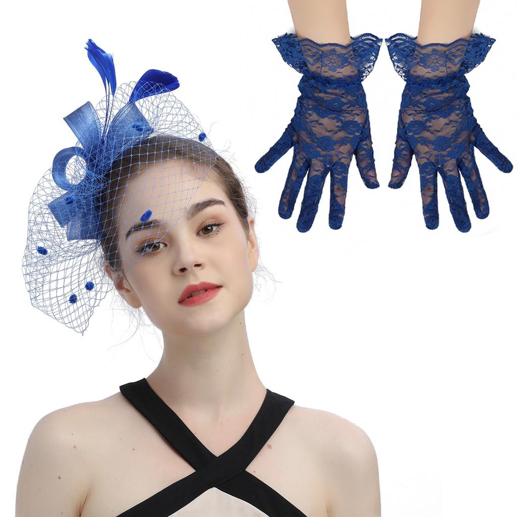 

Retro Style Mesh Hairband And Headband Set For Women Ha5082 Set Navy Blue