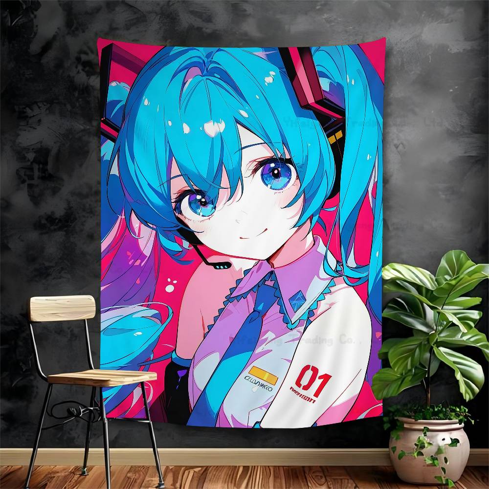 Virtual Idol HHatsunes MikU Colorful Tapestry Wall Hanging Bohemian Wall Tapestries Mandala Wall Hanging Sheets