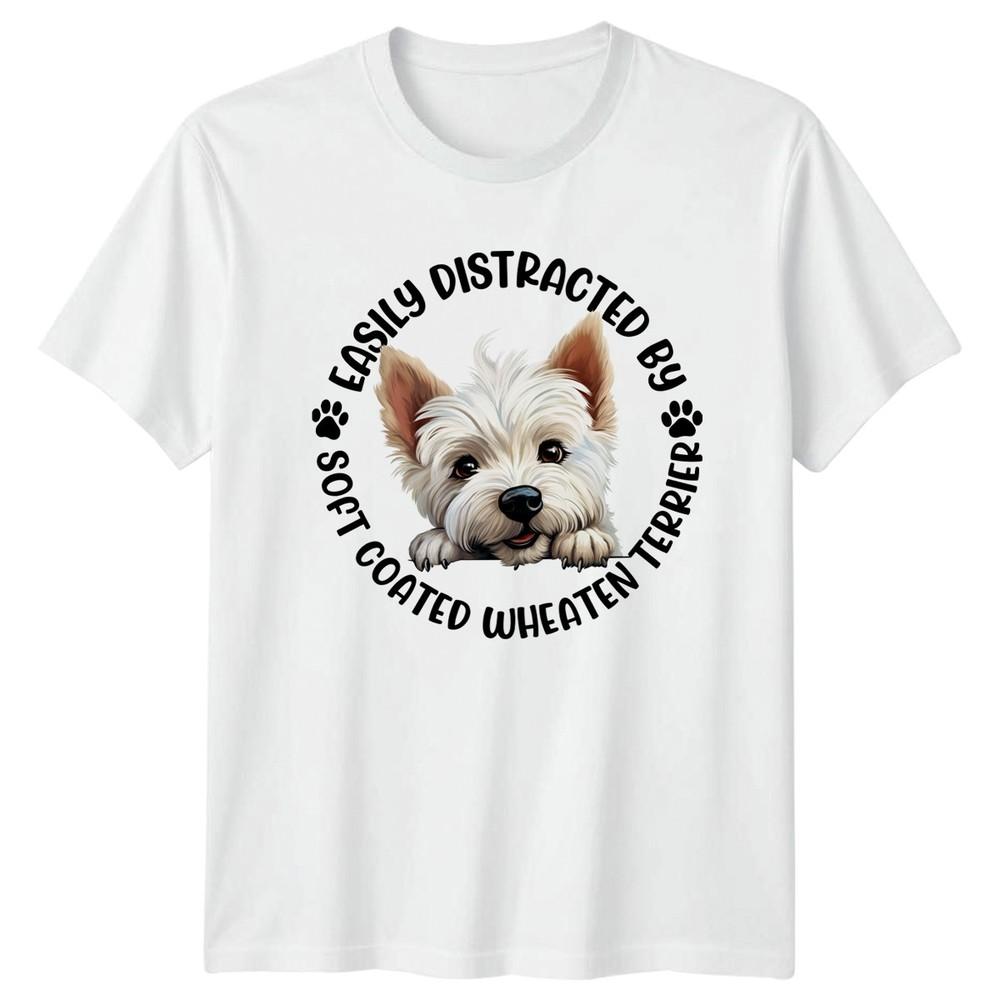 Easily Distracted By Soft Coated Wheaten Terrier Unisexs TShirt Unisexs Tee Graphic S