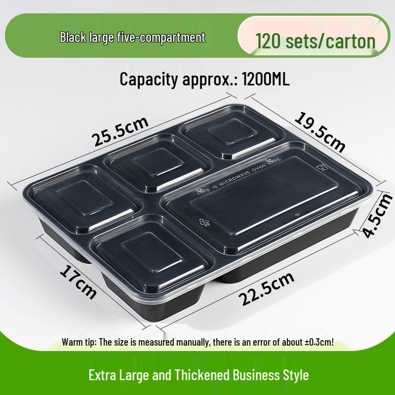 Thickened Disposable Bento Box with Five Compartments