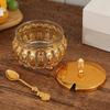 Decorative Hollow Out Iron Sugar Bowl With Clear Glass Canister and Spoon Multiuse Spices Jar For Storing Dry Ingredient