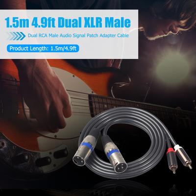 Dual XLR Male To Dual RCA Male Audio Signal Patch Adapter Cable 1.5m/4.9ft for Microphone Mixer Headphone Amplifier