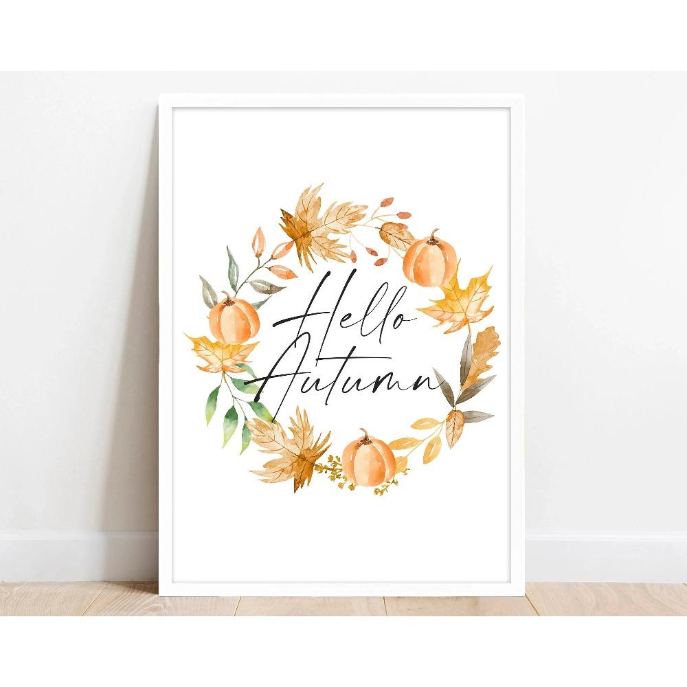 Pumpkin Spice PosterPrint Autumn Home Decor Pumpkin Coffee Latte Poster Seasonal Wall Art Fall Home Decorations Wall Art