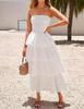 European and American women's clothing popular sleeveless off-the-shoulder pleated layered tube top long vest skirt