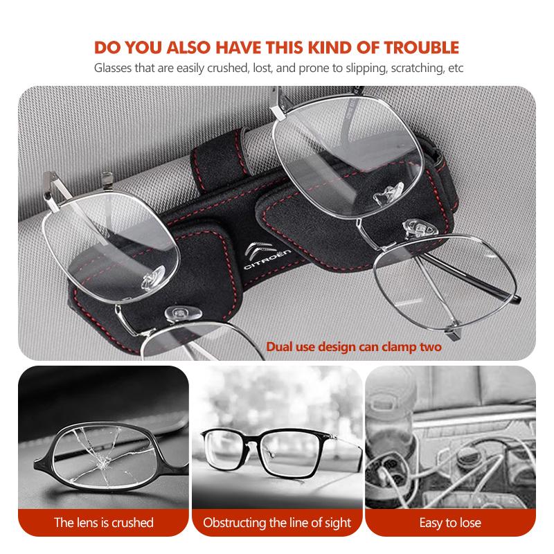 Suede Car Sun Visor Magnetic Holder Glasses Ticket Double Clip For Citroen C5 C1 C2 C6 C4L DS3 DS4 DS5 C-Elysee Grand Berlingo aje256