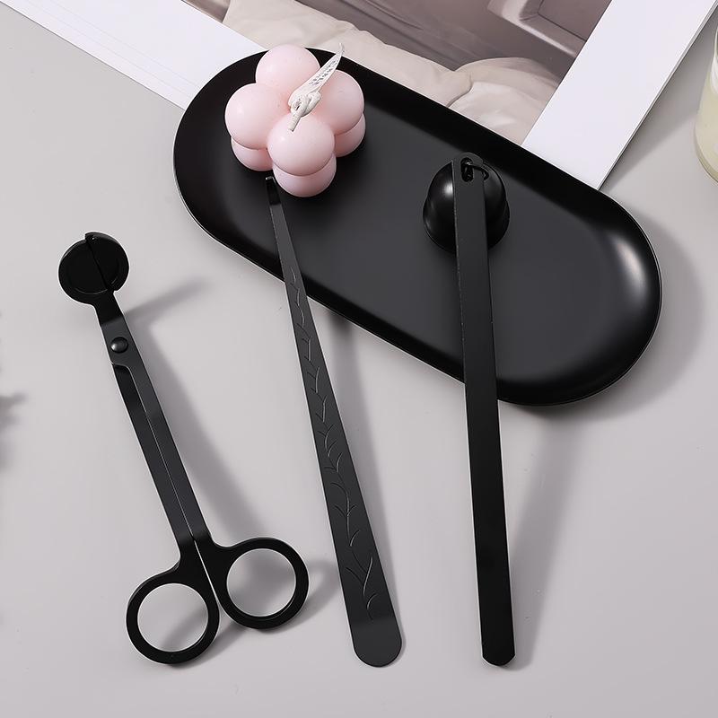 Kerzenlöscher und Schere aus Edelstahl Schwarz Aromatherapie-Werkzeug 4-teiliges Set