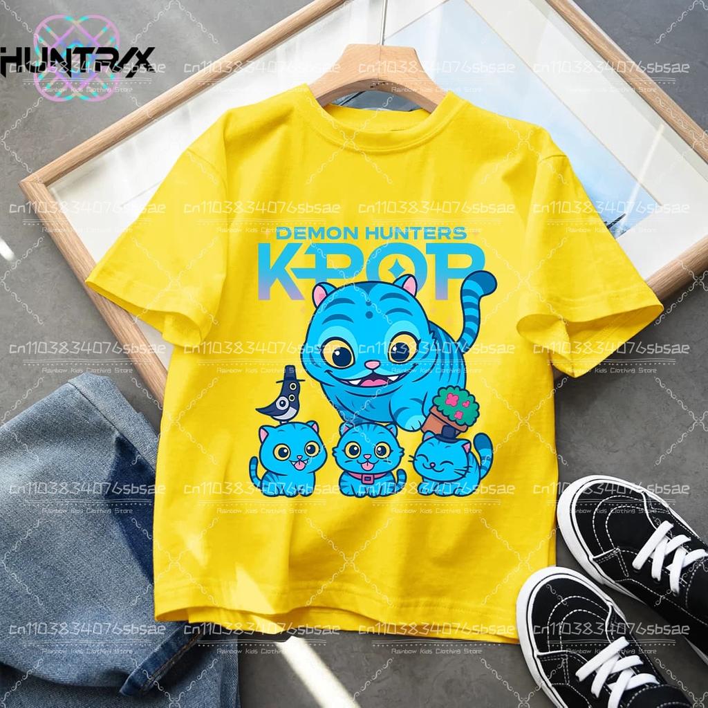 Sommarbarn T-shirt KPop Demon Hunters Rundhalsad Tecknad Flickor Pojkar T-shirt Vardaglig Tryck Mode Vardagliga Flickkläder
