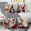 Christmas Reindeer and Santa Claus Pillowcase - Holiday Decoration Cushion Cover