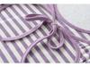 American Spicy Girl Striped Backless U-neck Long-sleeve Slim-fit T-shirt for Women's Autumn/Winter