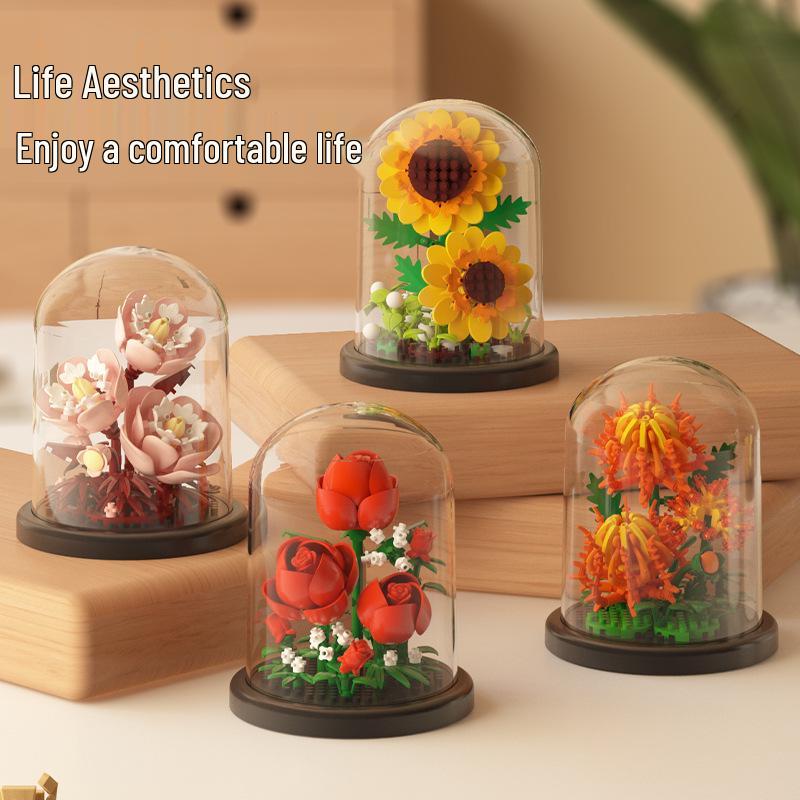 Preserved Flower Lily Rose Building Blocks - Lego Compatible Valentine's Day Gift Ornaments