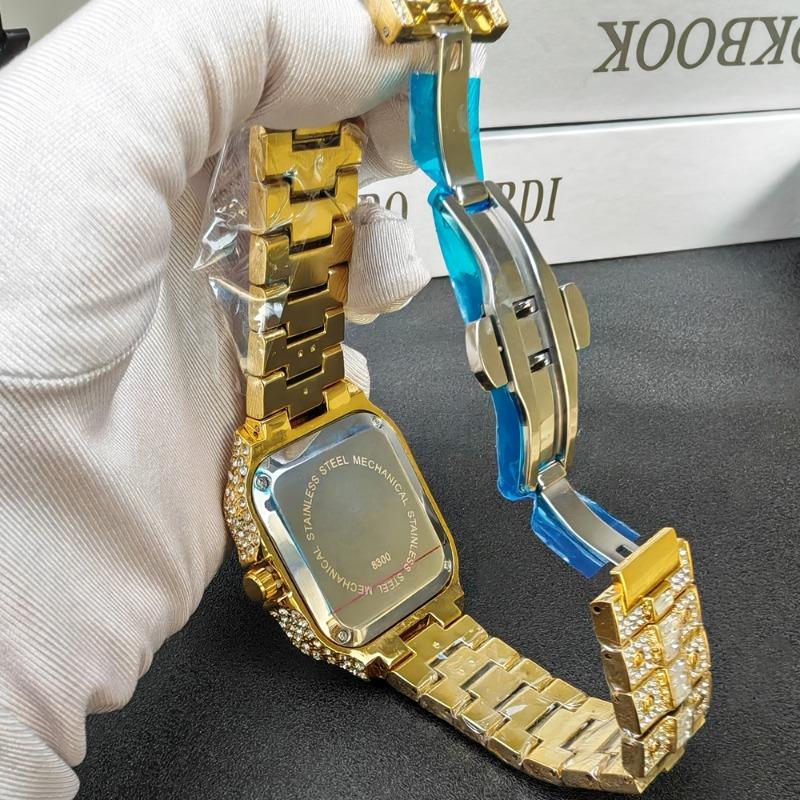 Ρολόι Χωρίς Λογότυπο Ανδρικό Ρολόι, Ρολόι Hip-hop με Ένθετους Διαμάντους, Πολυτελές Ρολόι Quartz