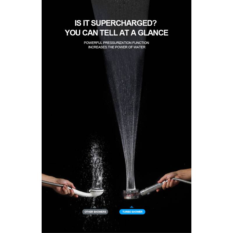 Pressure Turbocharged Flower Fountain Type Shower Head 3 Mode Saving Water with Water-Stopping,2021 Tik Tok Hot Sell