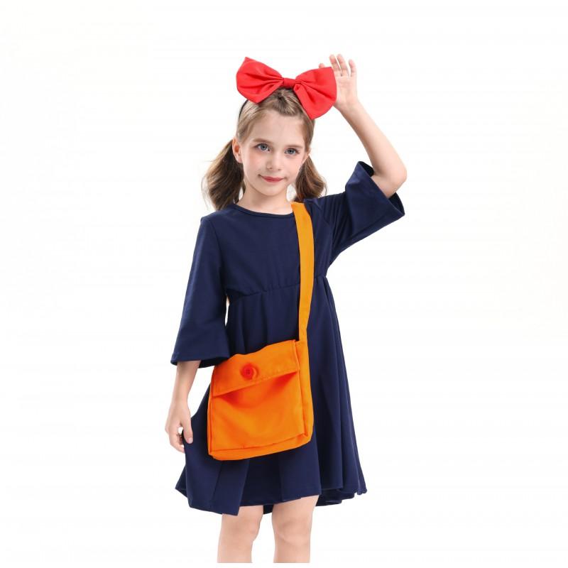 Set Vestito Costume di Halloween per Bambini Strega Servizio di Consegne Kikis Outfit Cosplay Bambine Età 3-14
