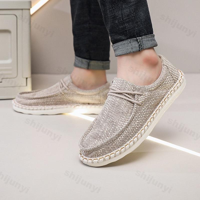 Summer Men Canvas Loafers Comfortable Walking Flats Man Non Slip Soft Moccasins Sneakers  Breathable Lightweight Casual Shoes