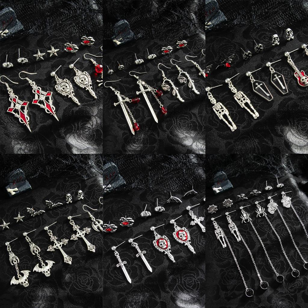 Set Cercei Halloween Desene Animate Amuzant Cap de Dovleac Fantomă Elemente Liliac Ciucure Set Bijuterii Urechi Înfricoșător Amuzant Trendy Accesorii Femei