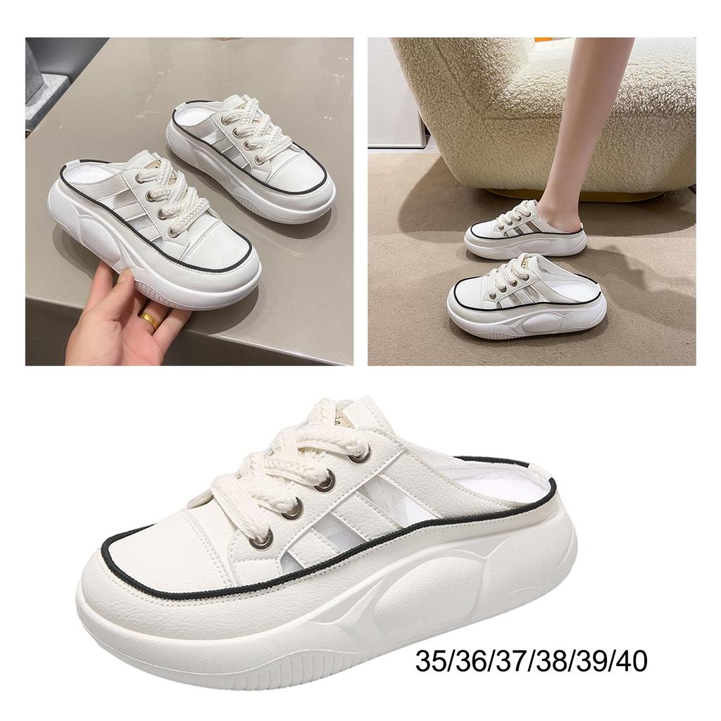 Women Sandals Flat Shoes White Anti Slip House Slippers Comfortable Half Beach for