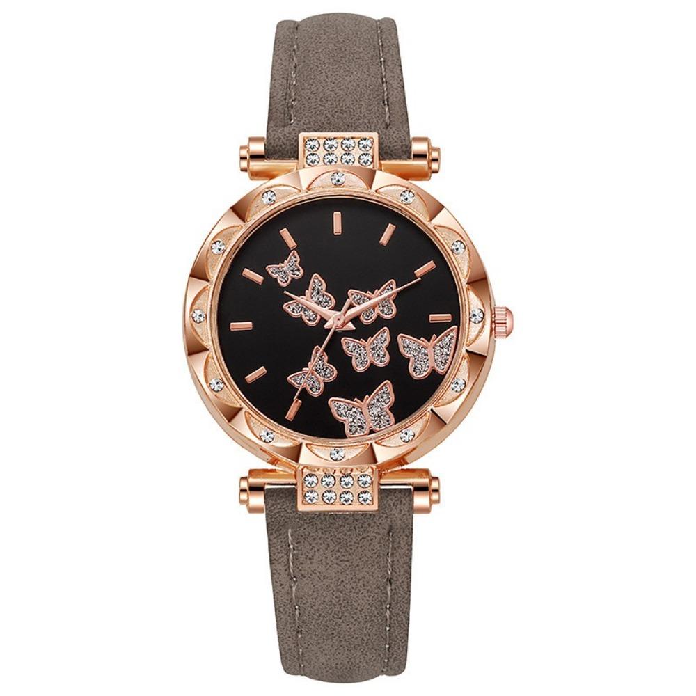 Butterfly Dial Quartz Watch Rhinestone Wristwatches Elegant Women Watches  Women