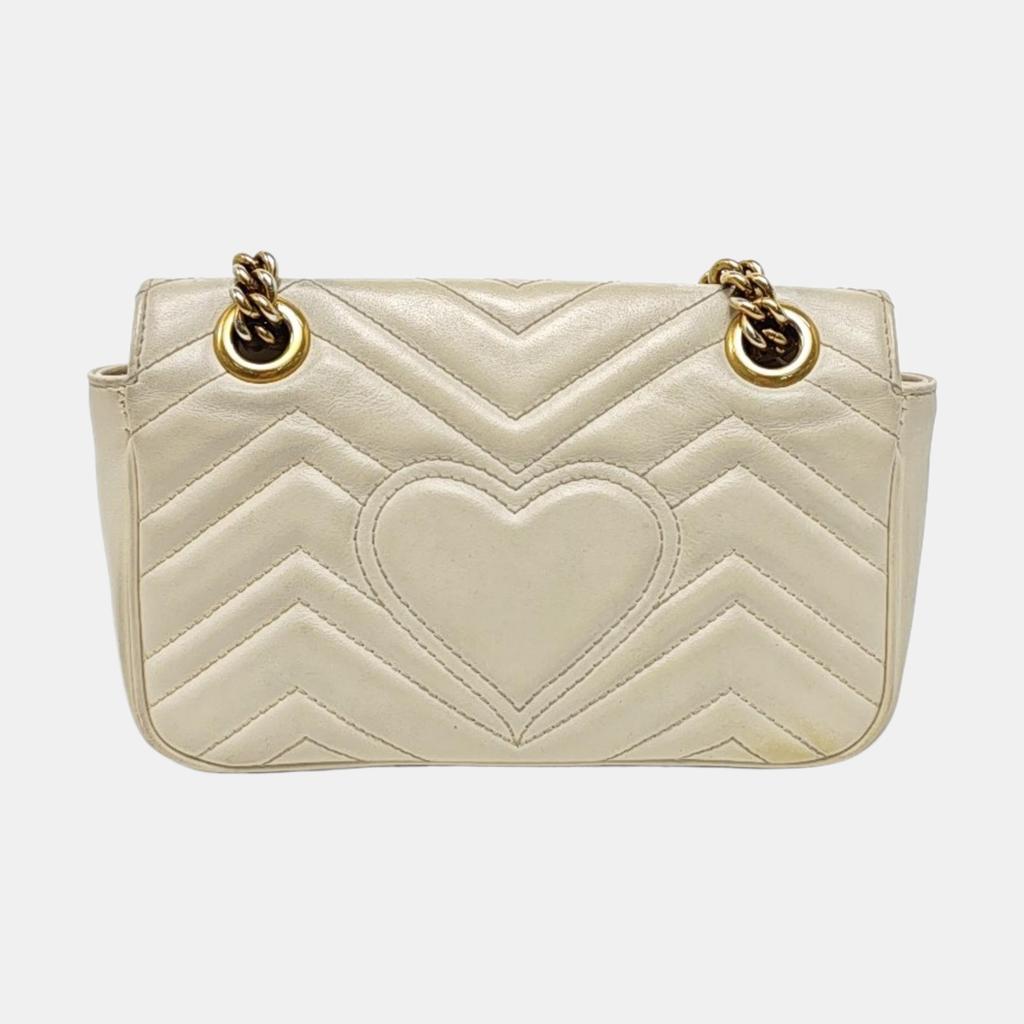 [Pre-Owned] Gucci GG Marmont Matelassé Mini Bag 'White' - Good #BI8M2W