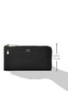 Jill Stuart Compact Slim Wallet with L-Shaped Zipper, Cowhide Leather, and Glitter (Includes Original Charm), Black, JSLW3AT1