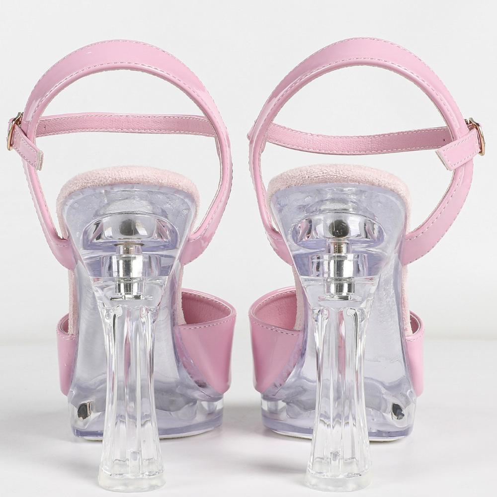 Women 12CM Transparent Block Heel Sandals Crystal Non Slip Platform Euro Sexy Car Model Runway Summer Footwear LFD-198711-Q1