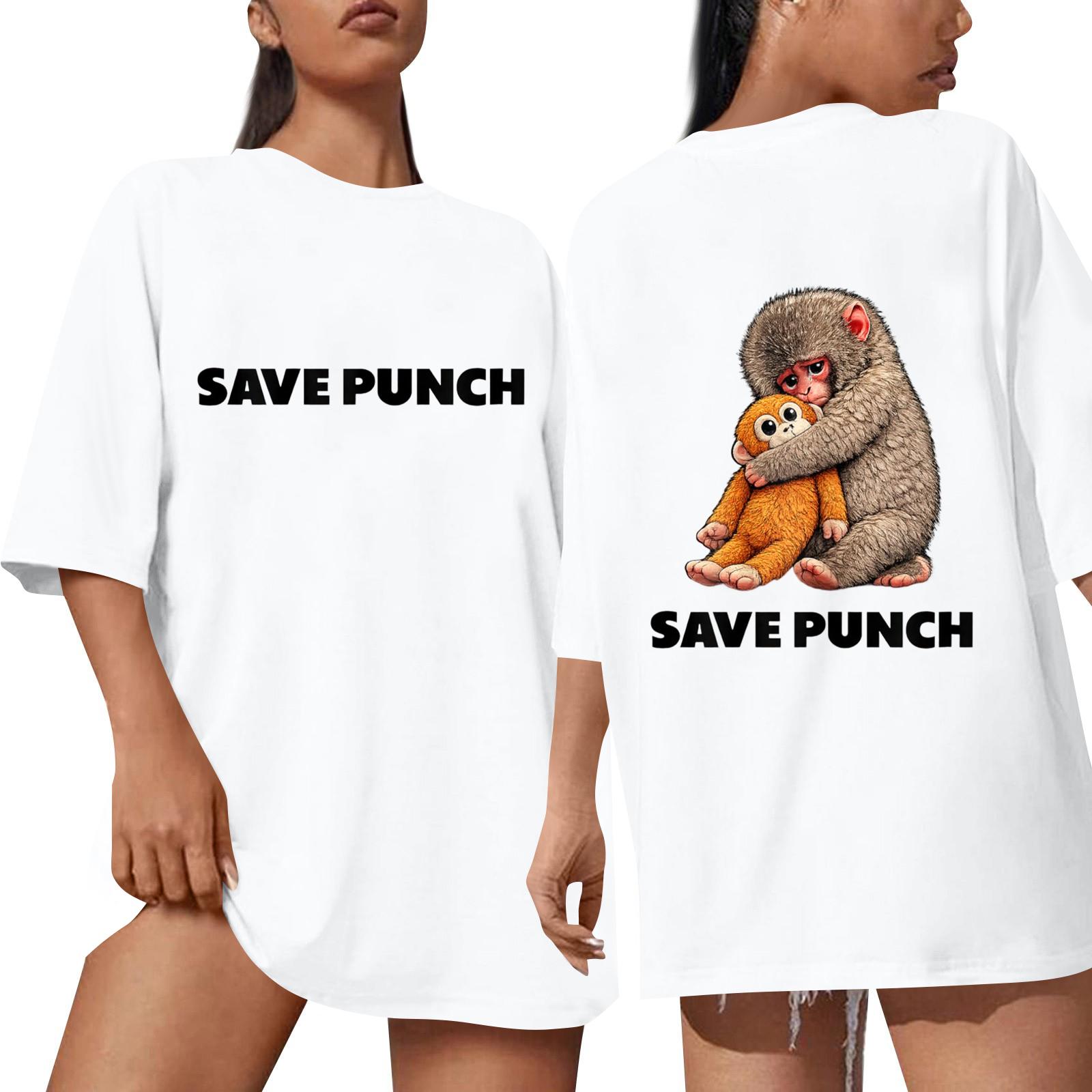 

Women s And Men s Fashionable Round Neck Casual Print Short Sleeved T-shirt Top L білий