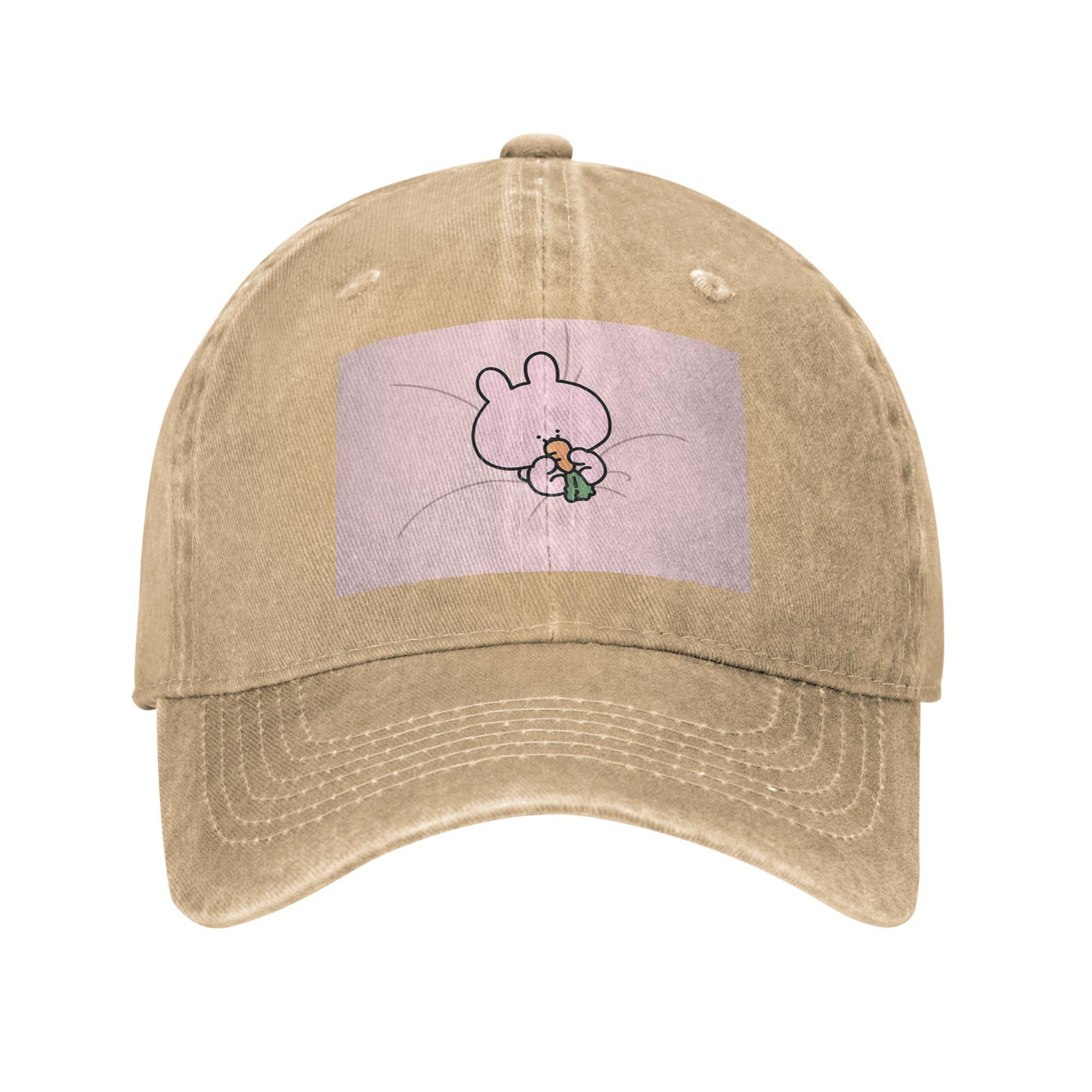 

Asamimichaan Cute Asamimi Washed Denim Cap Casual Baseball Caps Adjustable Hat Summer Unisex Baseball Hats One Size