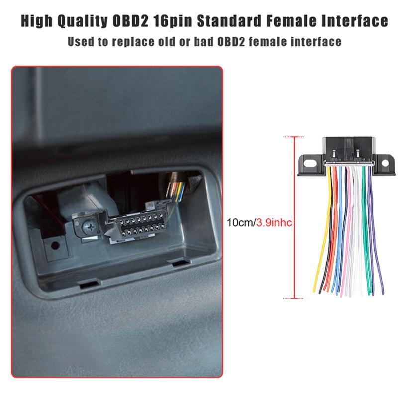 Obd2 Female 16-pin Car Diagnostic Extension Cable Ecu Testing Main Cable Testing Plug Full Line