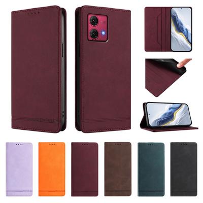 Magnetische Leder-Klapphülle für Motorola Moto G84 G64 G54 G24 Power G34 G14 G04 G04S G73 G53 G23 G13 Brieftasche Kartenfach Handyhülle