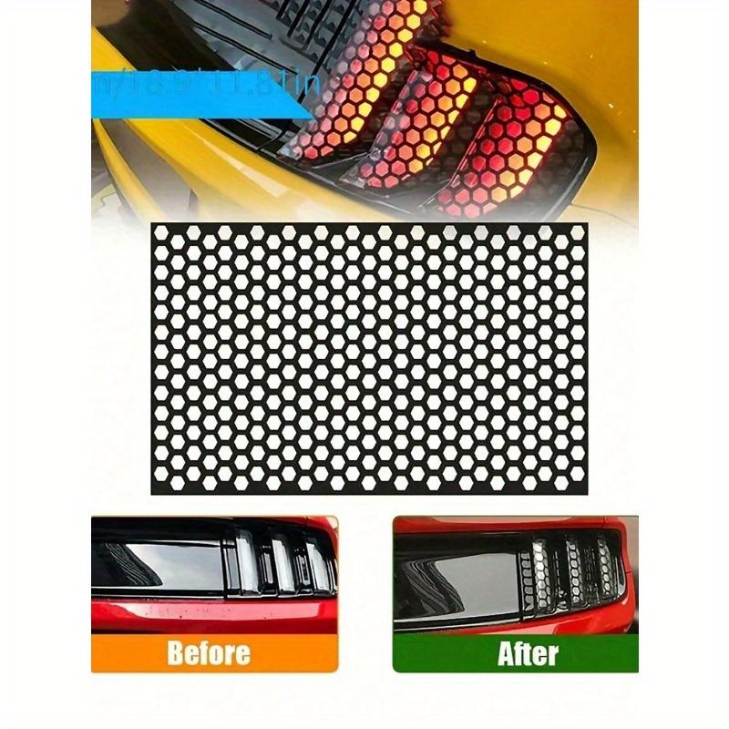 1pc Black Car Rear Light Honeycomb Sticker, Black Carbon Fiber Style Decal, Car Lights Universal