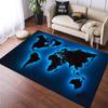 Mappa del Mondo Luminosa Tappeto Nero Stile Moderno Tappeto per Soggiorno con Effetto Luce Notturna Disegno dei Continenti Decorazione per la Casa