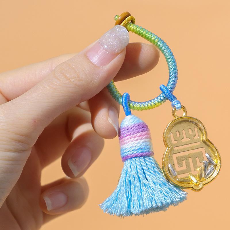 1Pcs Chinese Style Gourd Shape Bag Decor Acrylic Material Festive Gift Good Luck Keychain Pendant Harmonious And Prosperous